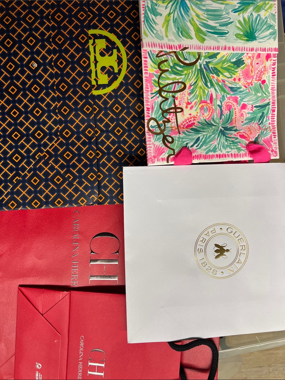 Carolina Herrera Red Gift Bag with CH Logo
